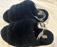 UGG Fluff Logo Black Slide for Women Size 8UK US 10 - Black