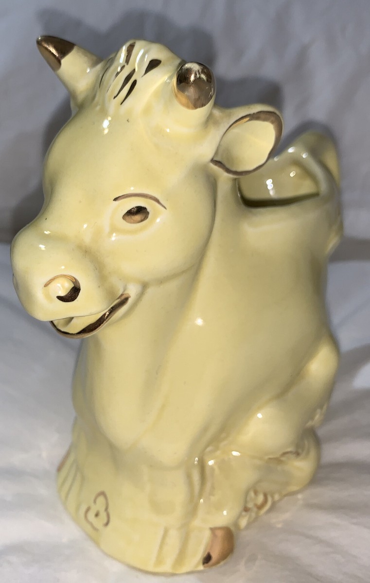 Vintage Pearl China Co. 22kt Gold Cow Bull Milk Creamer Pitcher
