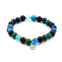 Steine Und Mineralien. Armband Perlen Rotes Tigerauge + Chrysokoll + Achat