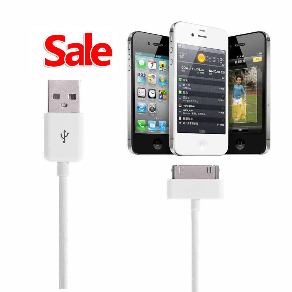 30 Pin Cable USB Charger Lead for iPhone 4S 4 3GS iPad 2 3 iPod