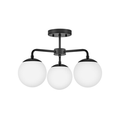 Lark Juniper 3 Light 13'' Semi-Flush Mount, Black/Etched Opal - 84203BK