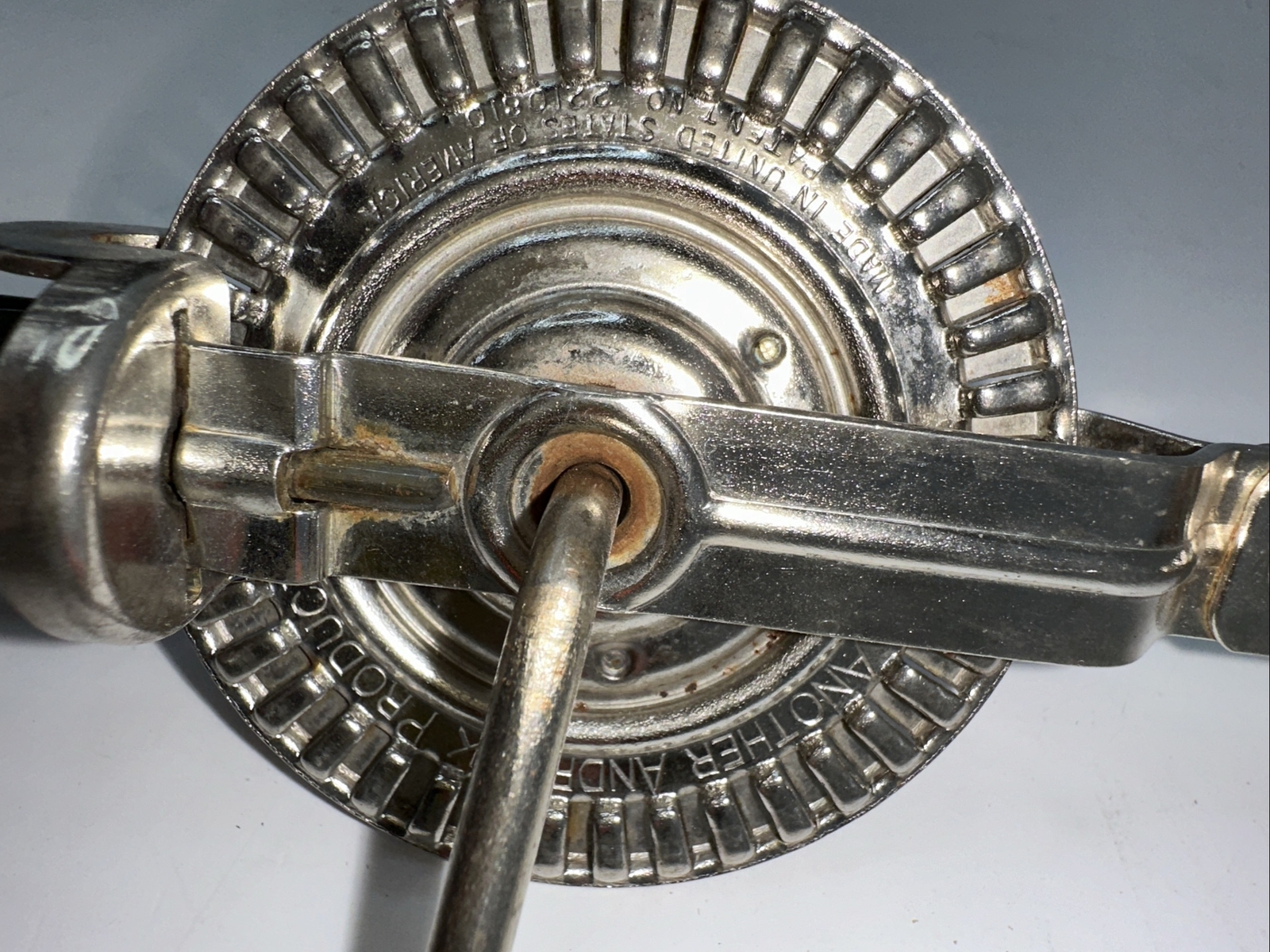 Vintage ANDROCK High Speed Beater Hand Mixer Egg Beater USA Red Wooden Handle