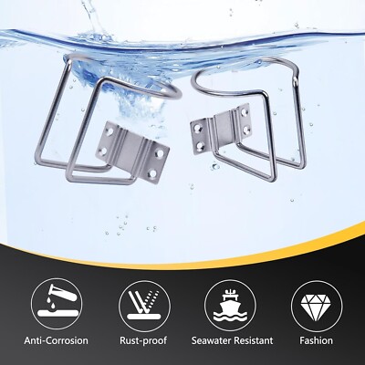 Mojiate 4-Pack Stainless Steel Universal Cup Holders - For Boat, RV, Truck, Car, Wall Mount, L-Shaped Opening