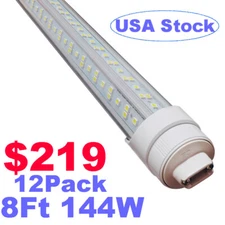 12 Pack 2 Pin 8 Foot Led Shop Lights LED Replacement Bulbs 8' 144W 6500K No Rf