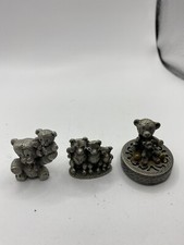 Vintage Pewter Figurine-Teddy Bears Lot of 3