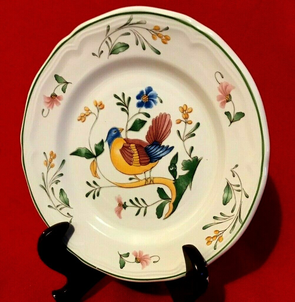 Quadrifoglio Ceramica Made in Italy Bird with Green Trim Salad
