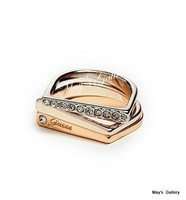 Guess Jeans Rhinestones Logo Rings Stuck Ring Charms Rose Gold Silver Sz 7 Guess Jeans Rhinestones Logo Rings Stuck Ring Charms Rose Gold Silver Sz 7