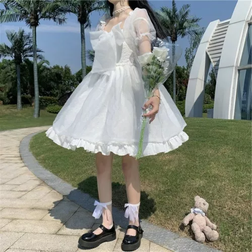 Mujeres Lindo Estilo Lolita Ropa Precioso Estilo Japonés Dulce Vestido Kawaii Vintage - Imagen 3 de 13