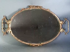 Antique Bronze Bamboo Style Serving Tray or Mirror C018
