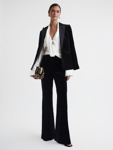 REISS Laila Silk Draped Blouse Top in Ivory - Picture 3 of 6