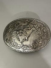 Belt Buckle - Classic Crumrine Heavy Silver Over Bronze