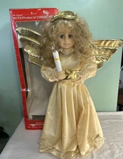 Vintage Telco Motionette 24 in Christmas Angel Gold Holiday Tested Working w Box