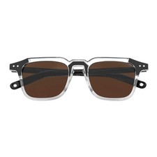MISSONI - Two-Tone Square Horn Rimmed Black-Clear Sunglasses Brown Lens