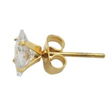 18K Yellow Gold Filled Tarnish-Resist 5mm Square Cubic Zirconia CZ Stud Earrings