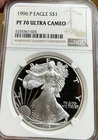 1996 P American Silver Eagle NGC PF70 Pristine Classic Brown Label