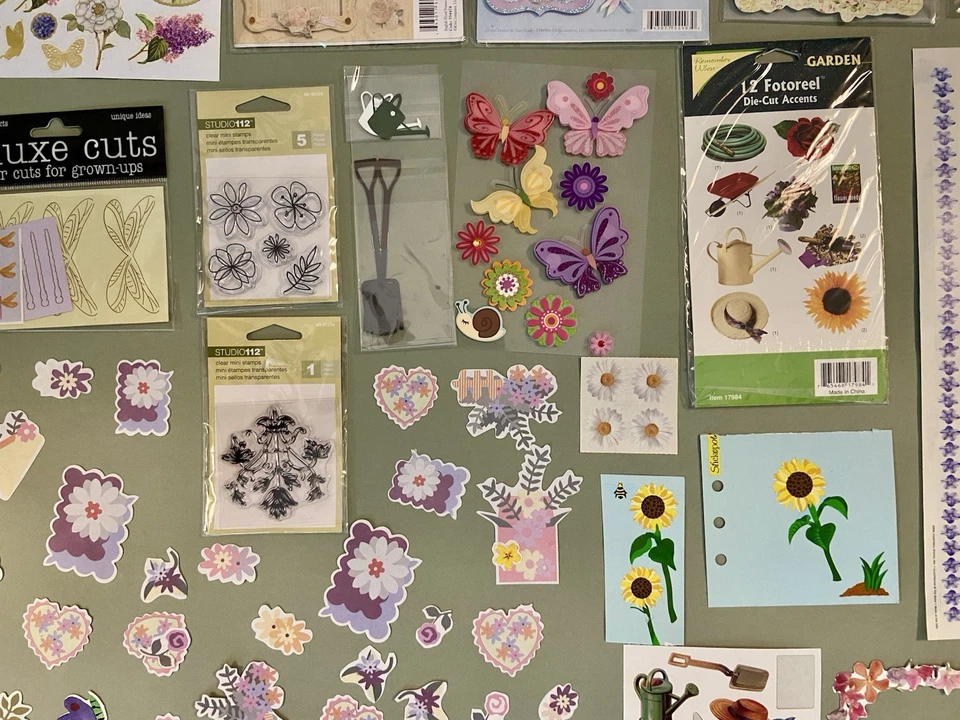 HUGE Lot of Flower Scrapbook Card-making Stickers, Stamps, Cut-outs!! - Image 4 of 4