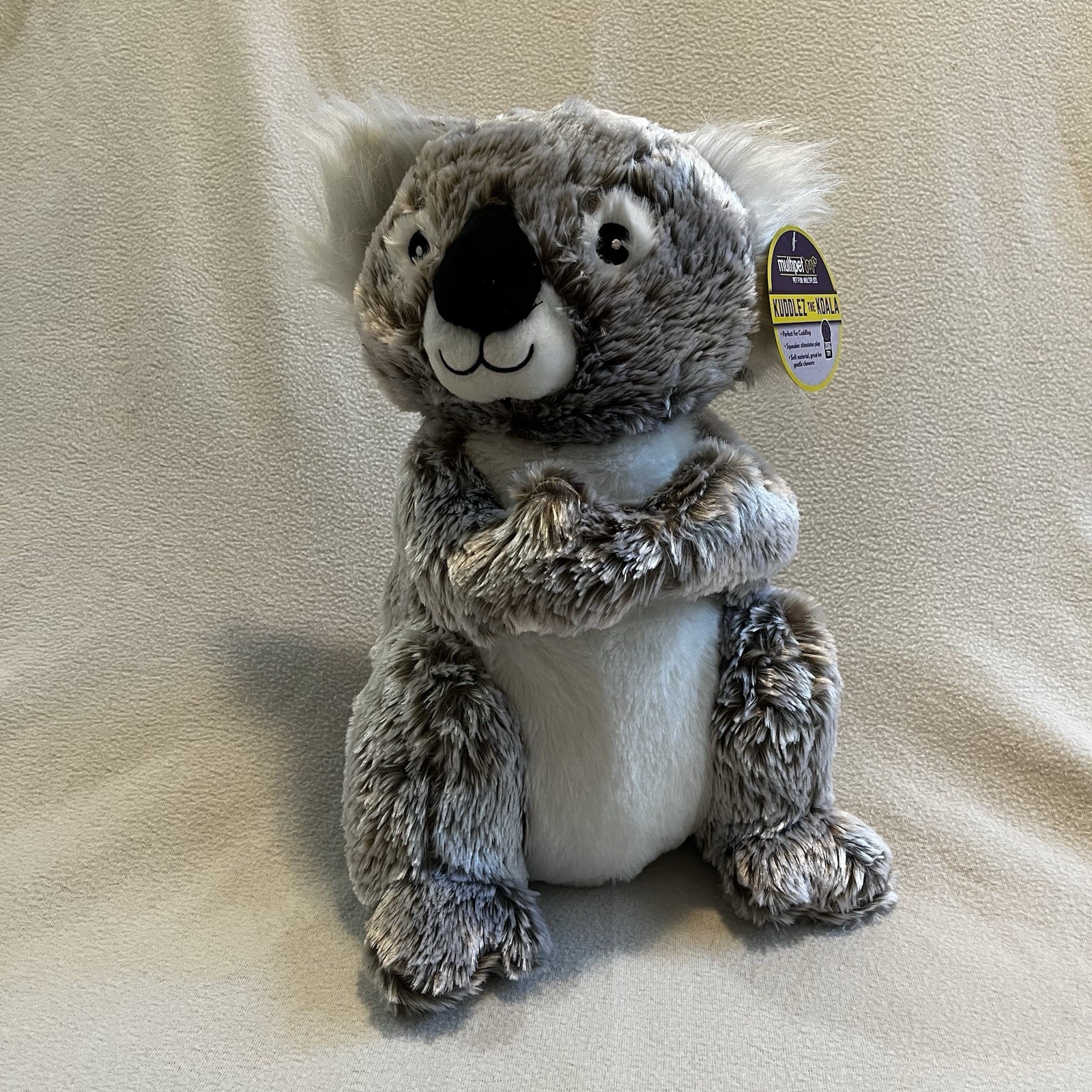 Multipet Plush KUDEZ The Koala Bear Dog Toy Squeaks 14&rdquo; Grey Soft - Cuddling