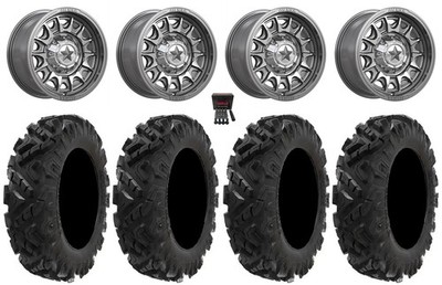 MSA Commander 15'' Wheels Platinum/Machined 28'' Attack 2.0 Tires Polaris RZR