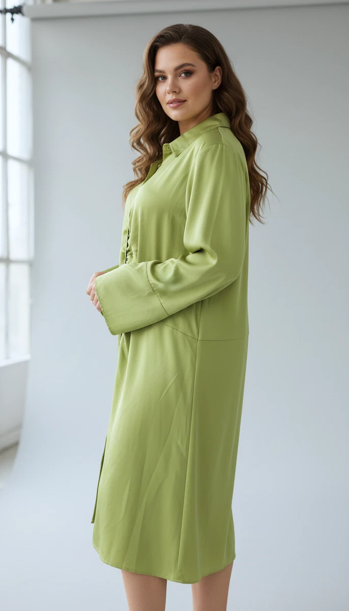 Satin Long Sleeve Shirt Dresses for sale | eBay