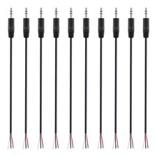 10-Pack 3.5Mm 1/8" to Speaker Wire TRS Stereo Male Plug to Bare Wire Pigtail 3.5