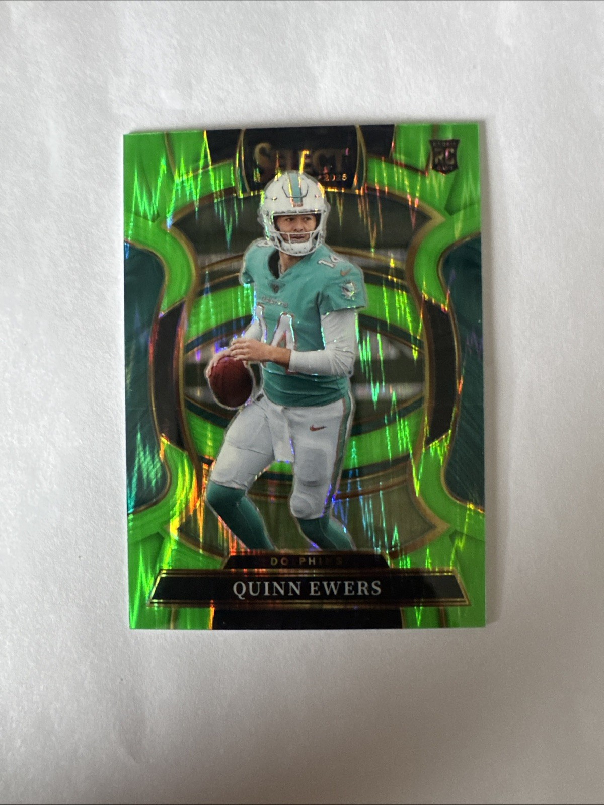2025 Panini Select QUINN EWERS RC #82 Neon Green Shock /699 Miami Dolphins