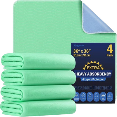 FYGRIP 4-Pack 36x36 Extra Heavy Absorbency Washable Waterproof Reusable Underpad