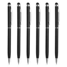 6pcs Metal Stylus Pen Biro Pen 2 in 1 Universal, Black