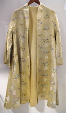 D5 VTG Oriental Satin Open Coat Evening Kimono Robe Floral  Solid Reversible