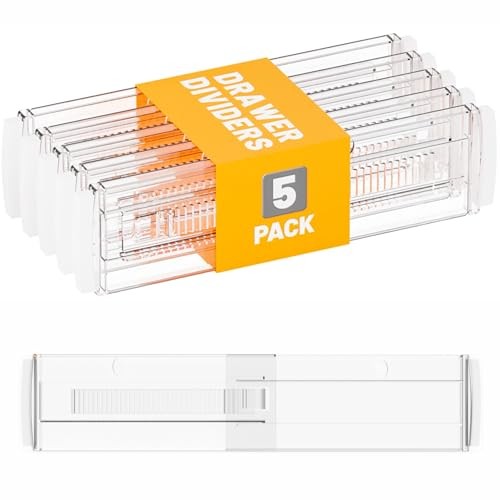 3.2 Inch Shallow Expandable Acrylic Drawer Divider for Clothes Organizer Pack of 5