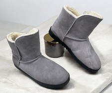 Dearfoams Gray Suede Ankle Bootie Indoor/Outdoor Slipper Boots Women's Size 9-10