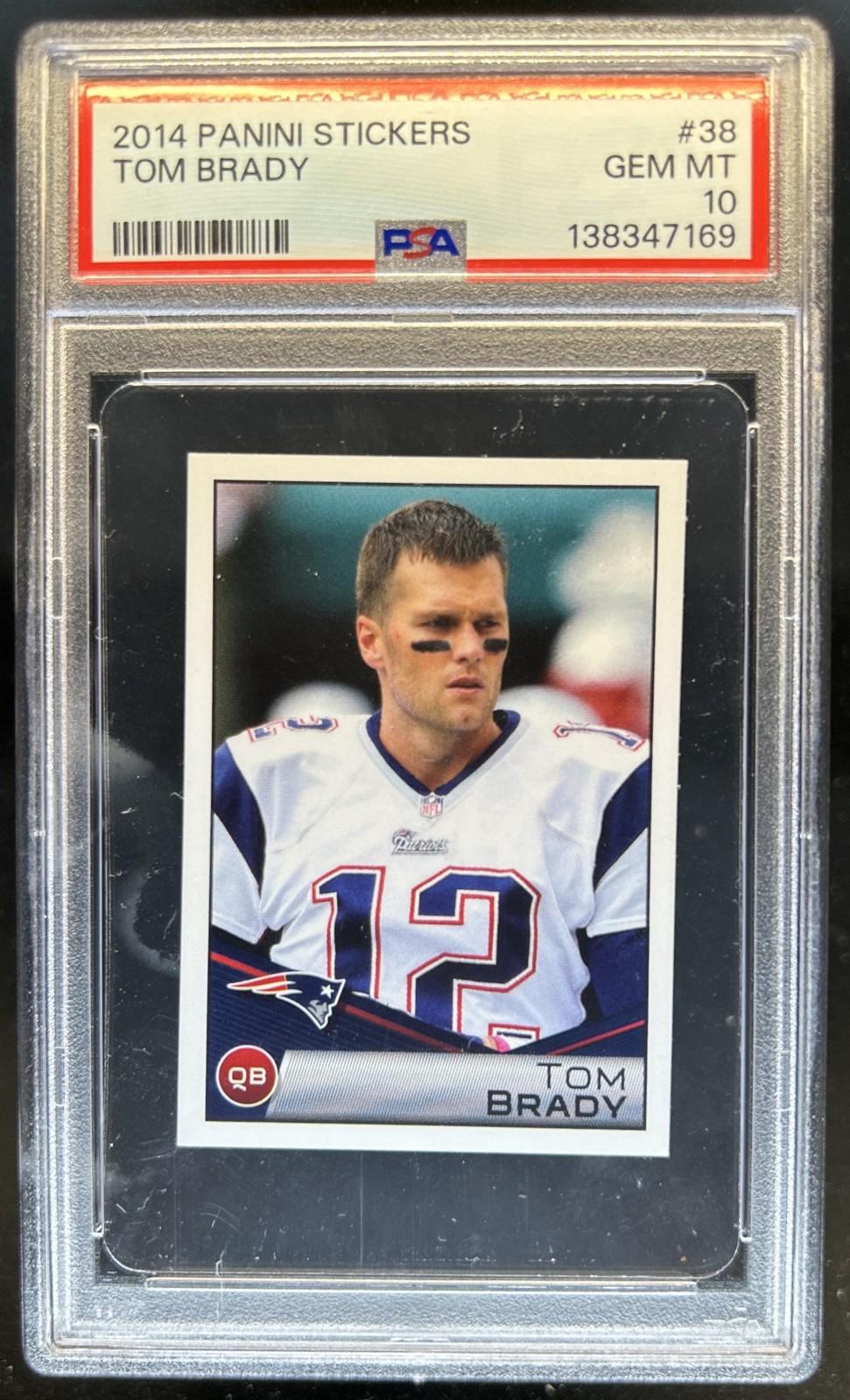 2014 Panini Stickers Tom Brady #38 Patriots PSA 10 GEM MINT