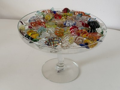 VTG MCM Lot of 57 Colorful Art Murano Hand Blown Glass Wrapped Candy Pieces