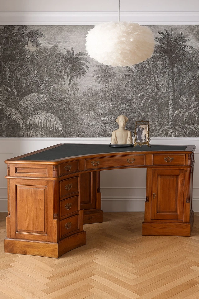 Chefbüro Schreibtisch Kolonial Eckschreibtisch Corner Desk Mahagoni Bürotisch - Bild 3 von 4