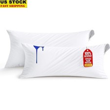 Waterproof Pillow Encasement Zippered Covers Dust Mite Proof Machine Washable US