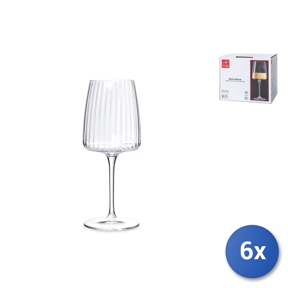 6x Bormioli Rocco Exclusive Chardonnay Glass in Transparent Glass Effect 37cl