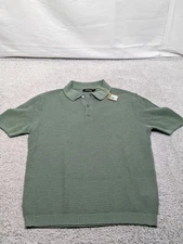 Monoprix Knit Polo French Mens Large Pale Green Preppy European NWT