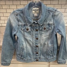 OshKosh Bgosh Denim Jacket Girls 10/12 Blue Kids Jean Light Wash Vintage 80s