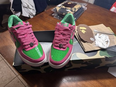 A Bathing Ape Bapesta #1 M2 Green Pink Size 11 Men's Og All