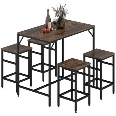 HOMCOM Industrial Rechteckiges Esstisch Set mit 4 Hockern für Esszimmer