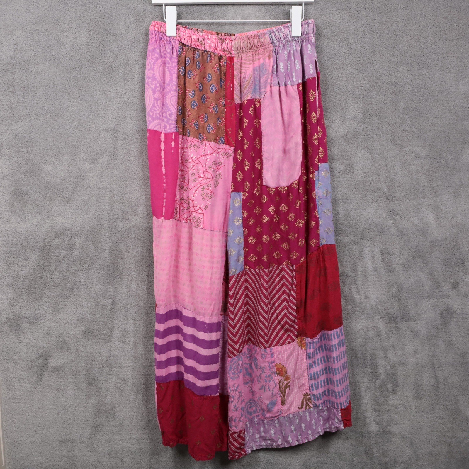 Patchwork Wide Leg Pants Drawstring Love Valentin… - image 7