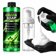 500ML Tattoo Green Soap, 100 Ultra Concentrated Tattoo Soap with Foaming Bottle