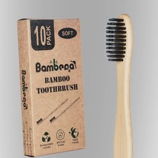 Bamboo Toothbrush 10 Pack- BPA Free Charcoal Bristles, 100 Biodegradable Bam...
