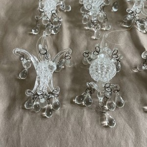 Beautiful 5” Glass Chandelier Ornament Wedding Shower HANDBLOWN Set of 7