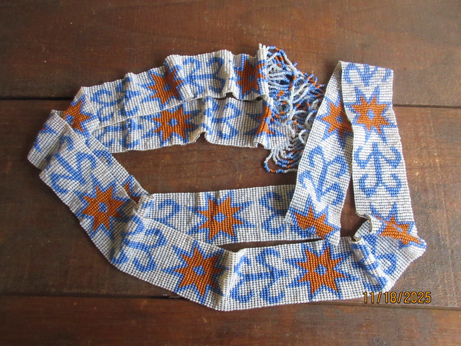 Vintage Native American Indian Beaded Sash 55"