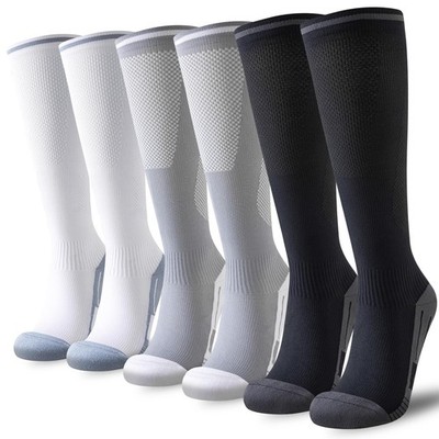 Niorasen Kompressionsstrümpfe für Damen Herren (20-30mmHg), L-XL, schwarz-weiß-grau 