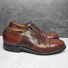 Allen Edmonds Shelton Two Tone Brown Leather Saddle Oxford Dress Shoes Mens 9 B
