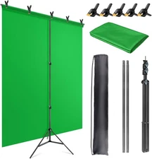 Green Screen Backdrop Kit with Stand, 5X6.5ft Portable Green Screen Backdrop wit