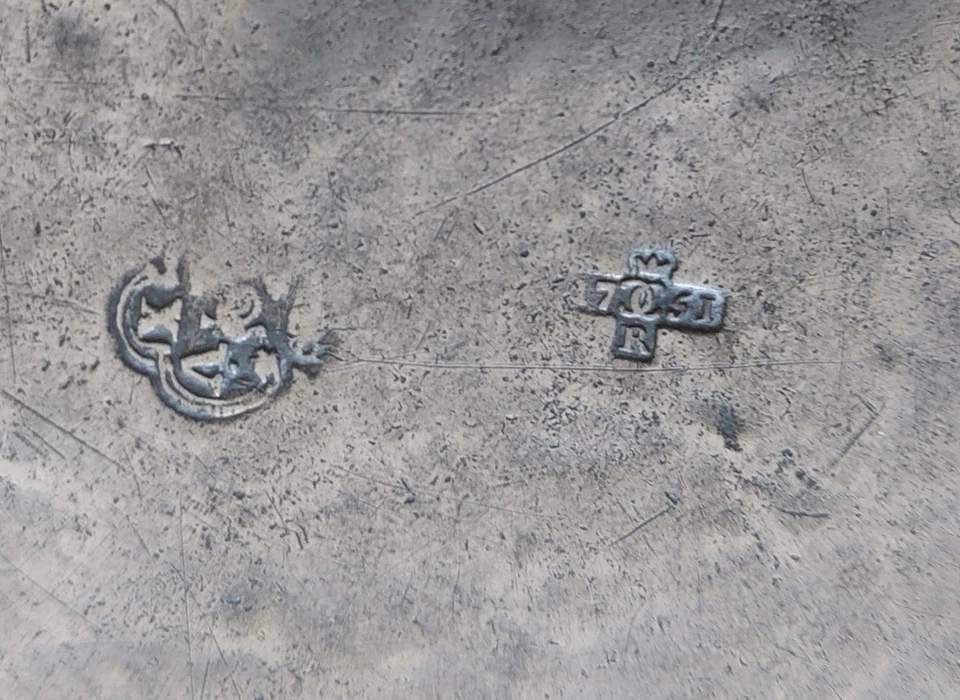 ANCIENNE ASSIETTE ETAIN 18 ème 1751  PEWTER PLATE AS - Photo 3/4