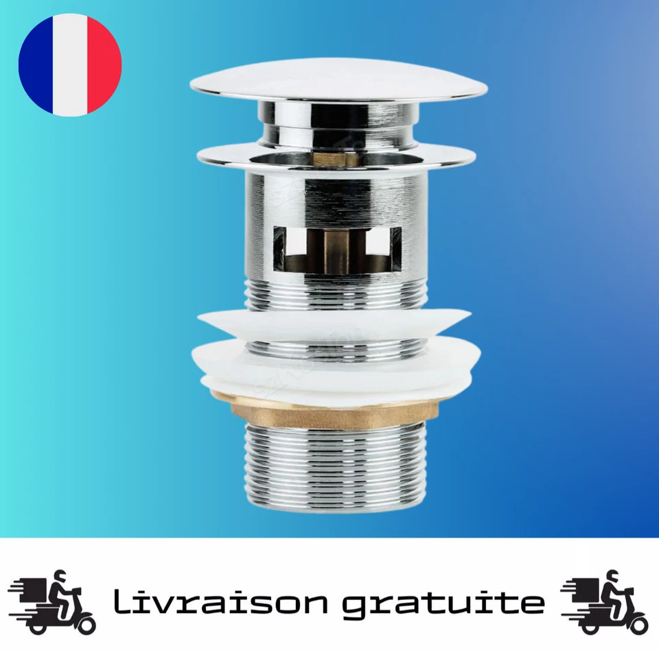 Bonde de Lavabo Salle de Bain – Avec ou Sans Trop-plein – Universelle - Photo 2/2