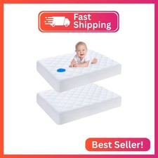 Yoofoss Waterproof Mini Crib Mattress Protector 2 Pack, Quilted Mattress Pad Cov